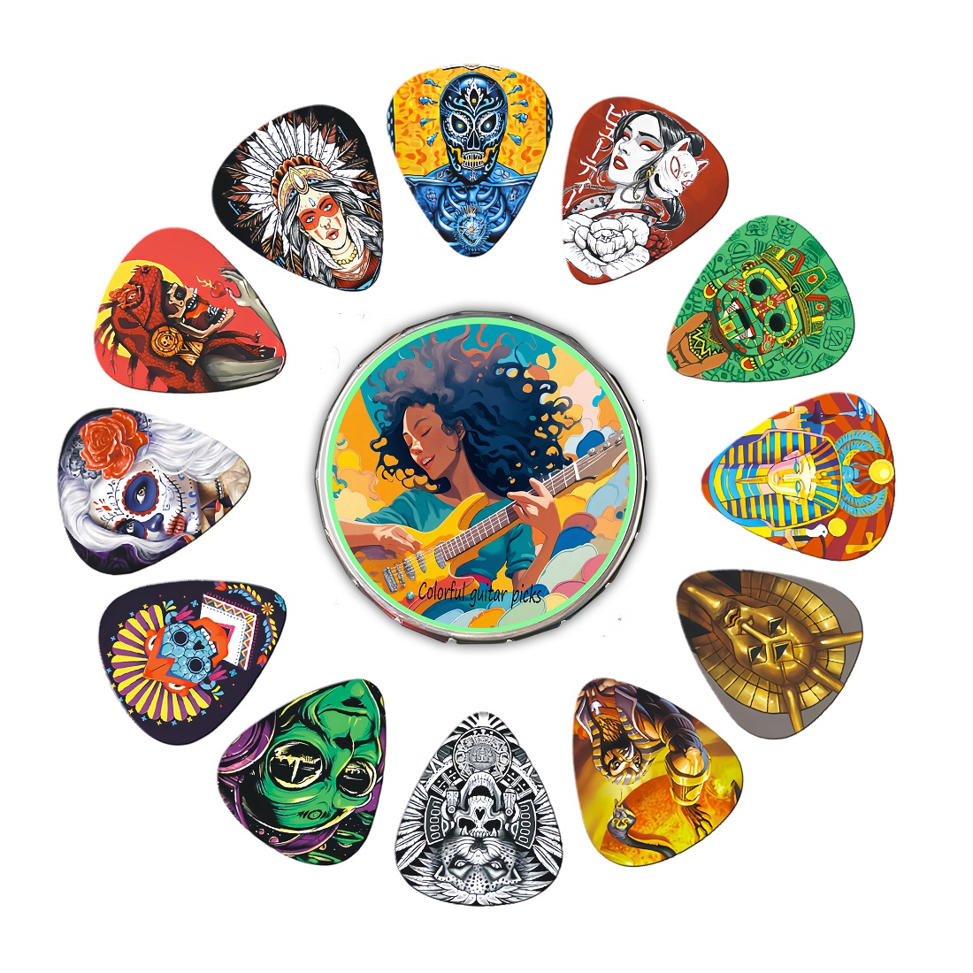 12PCS Unique Colorful Printed  - Electric Guitar Pick Pack reseña y precio