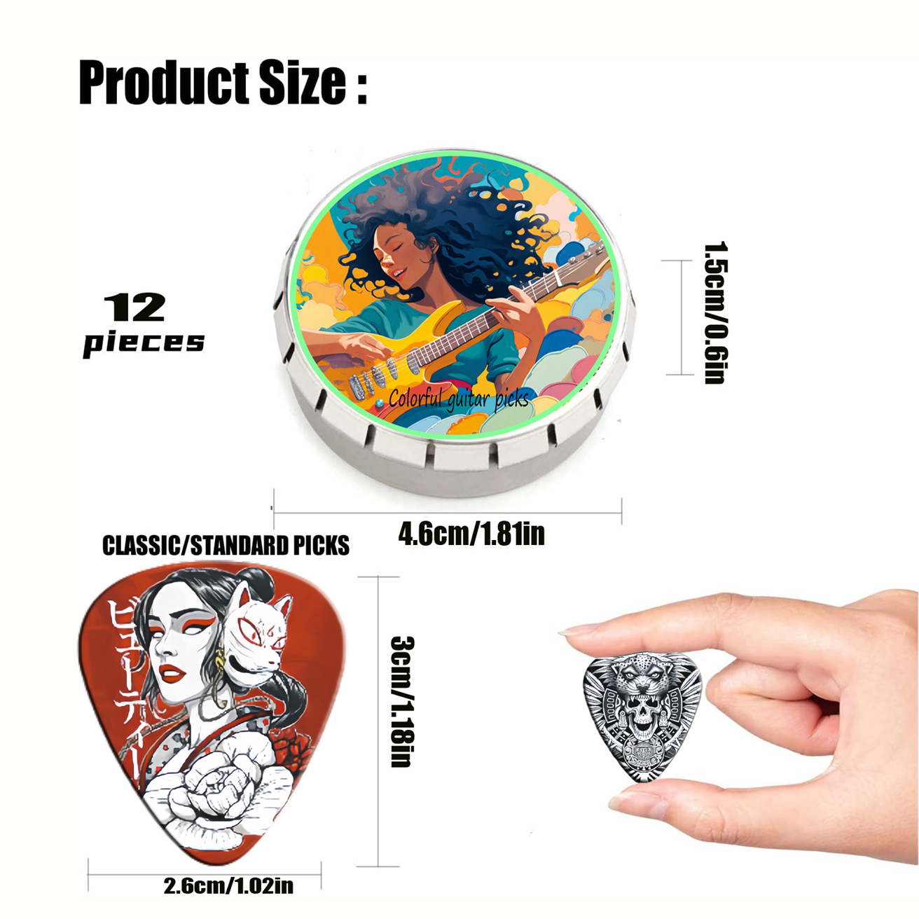 12PCS Unique Colorful Printed  - Electric Guitar Pick Pack reseña y precio