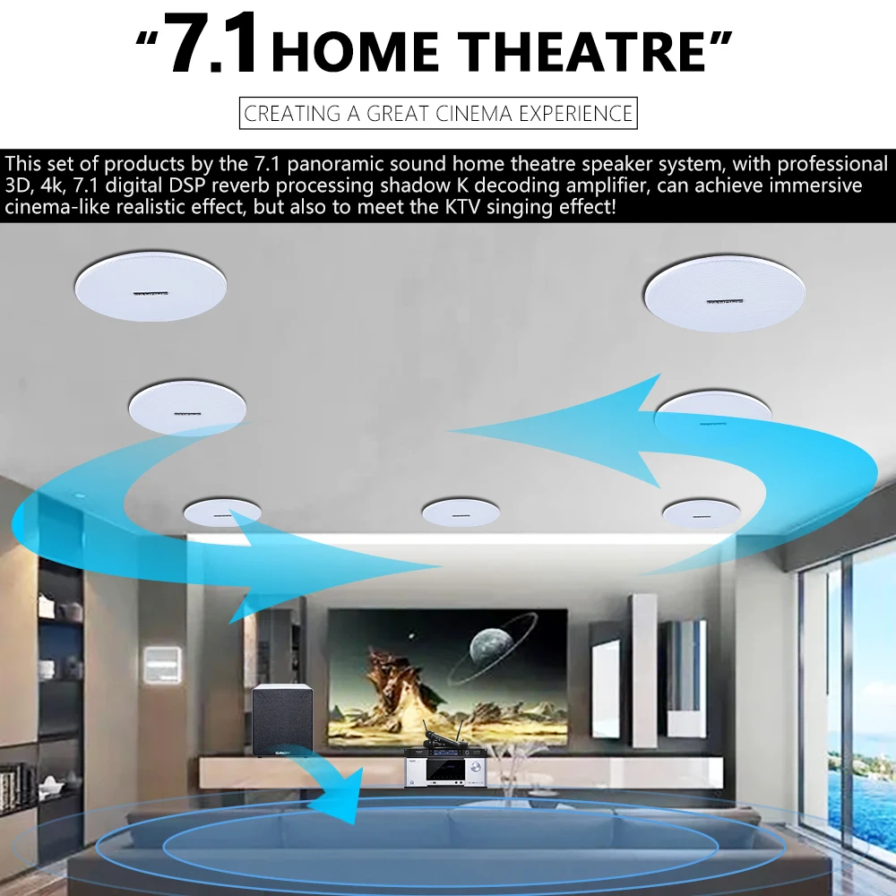 7.1 Home Theater Ceiling Speak - Audio Music In Background reseña y precio