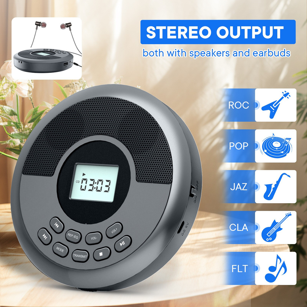 Portable CD Disc Machine MP3 U - Audio Music Mp3 Songs reseña y precio