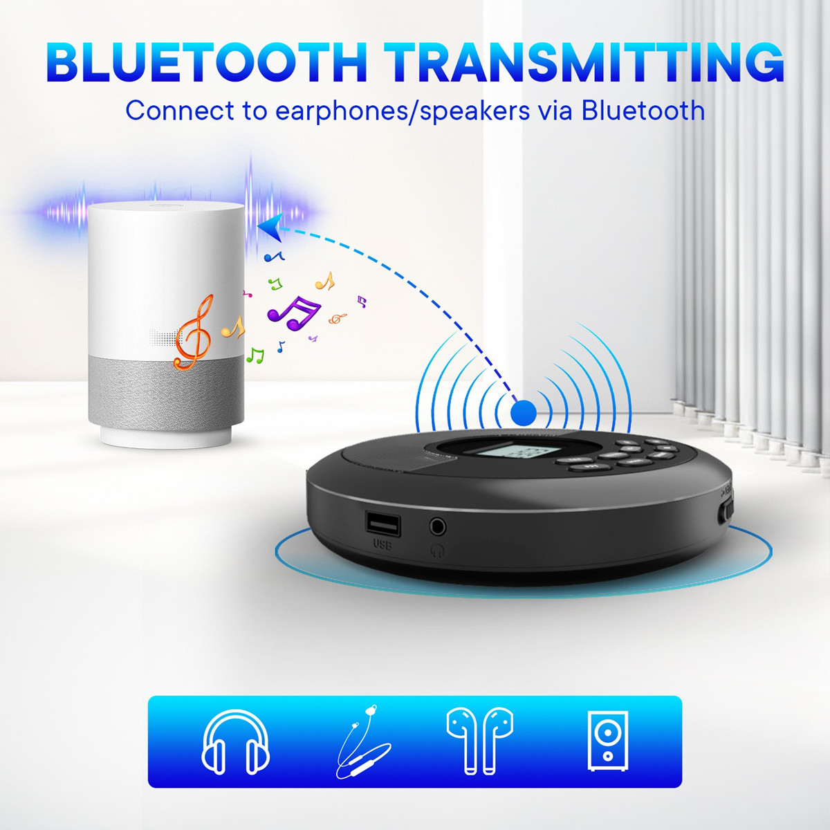 Portable CD Disc Machine MP3 U - Audio Music Mp3 Songs reseña y precio