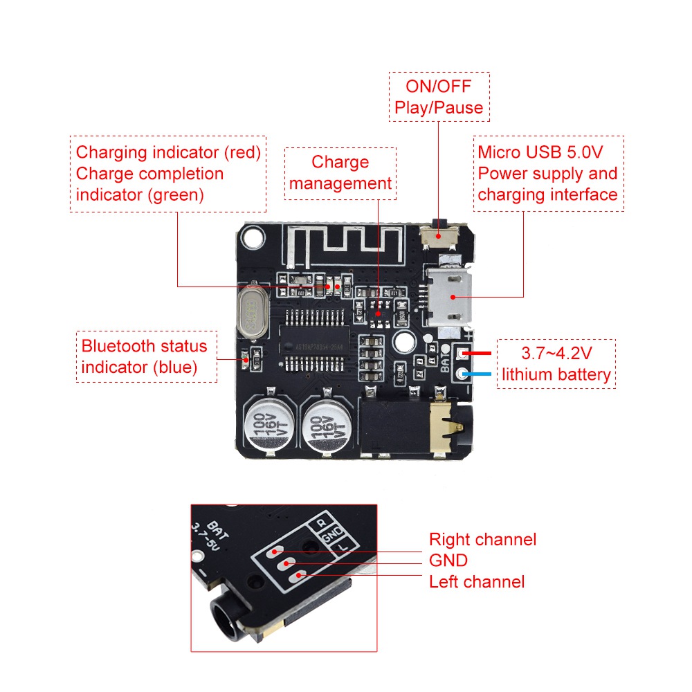 Bluetooth-5.0 MP3 Audio board  - Audio Music Player App reseña y precio