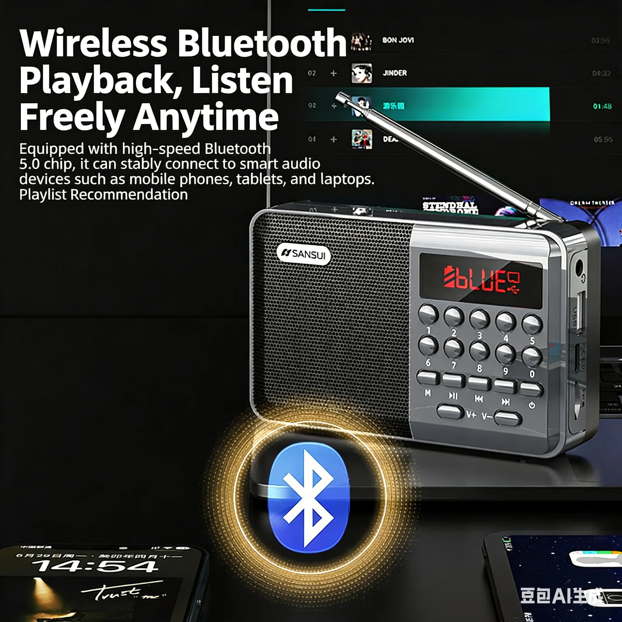 Mini FM Radio Bluetooth Speake - Audio Music Mp3 Songs reseña y precio