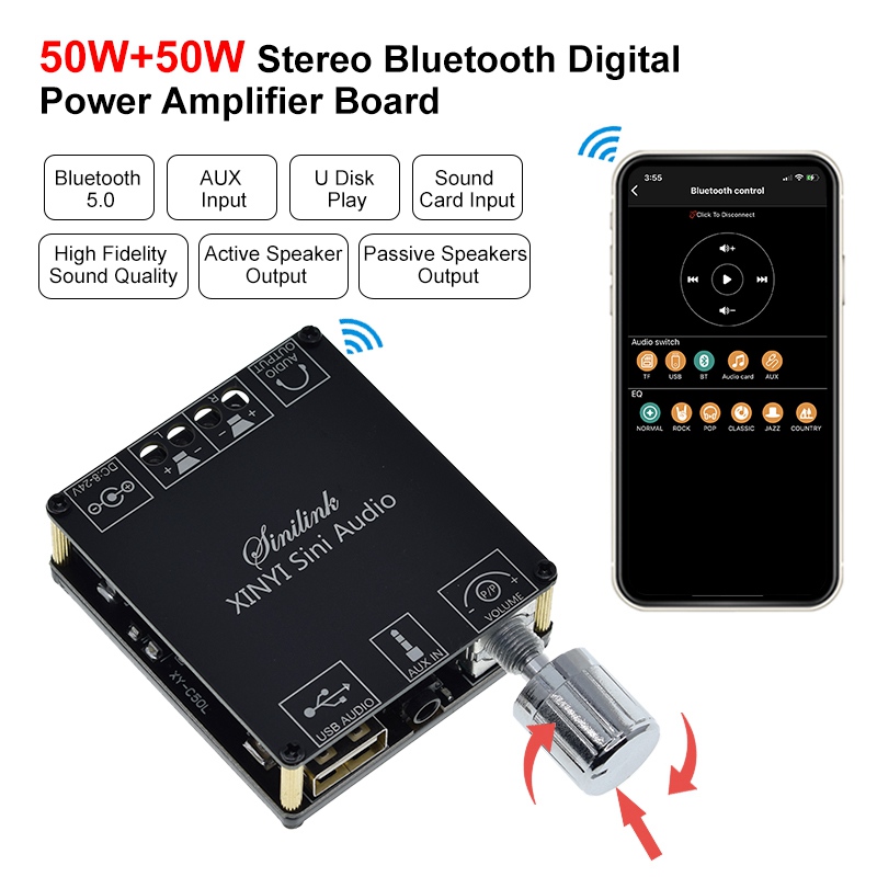 2*50W Bluetooth 5.0 Power Ampl - Audio Music Player App reseña y precio