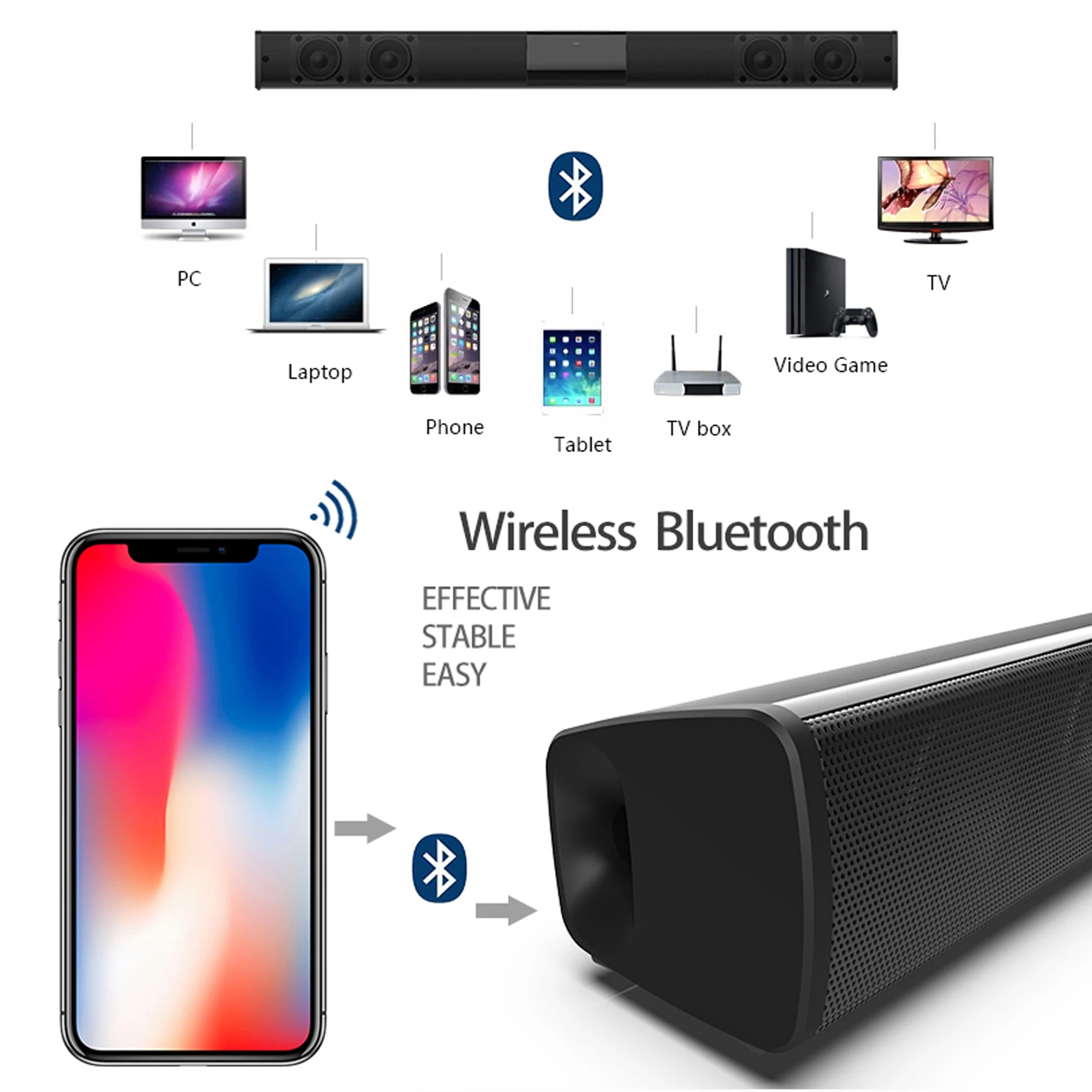 40W High Power Soundbar for TV - Audio Music Center reseña y precio