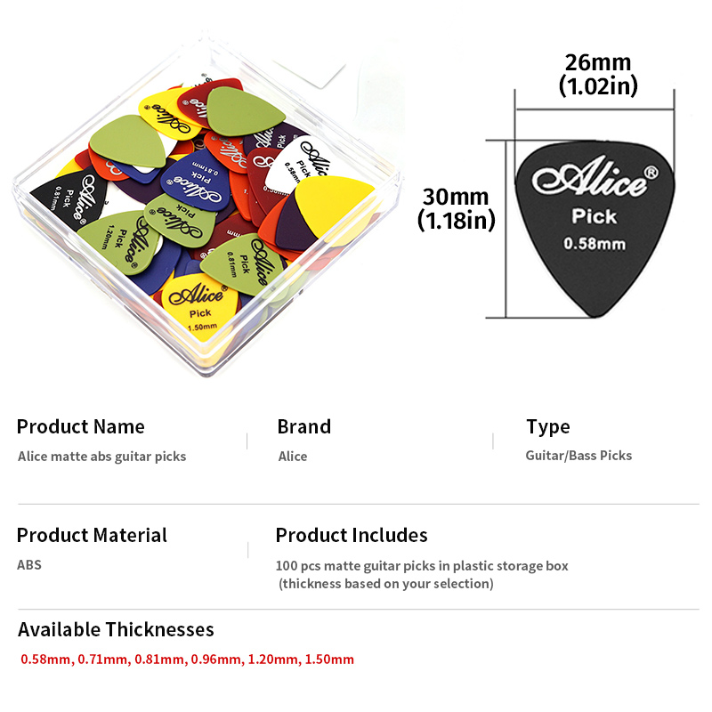 Alice Guitar Picks 100pcs Matt - Electric Guitar Pick Pack reseña y precio
